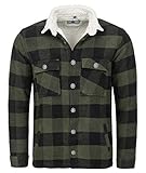 Rock Creek Herren Winterjacke Karierte Flanelljacke Gefüttert Holzfällerjacke Holzfällerhemd Kragen Teddyfutter Kariert Thermojacke H-264 Khaki XL