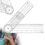 HZYIQ Winkelmesser, PVC Goniometer Physiotherapie, Transparenter 360°- Protraktor für Physiotherapie, 36cm Medizinischer Winkelmesser Spinal Lineal Verstellbarer Winkel-Lineal