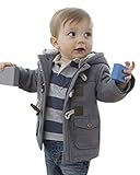 Onsoyours Baby Jungen Jacke Winter Mantel Kapuzen Winterjacke Mantel Fleecejacke Steppjacke Warm Outwear Trenchcoat Hooded Fleece Duffle Mantel Grau 9-12 Monate