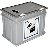 kaiserkraft | Altbatterie-Sammelbox | mit Deckel und Einwurföffnung | Volumen 20 l | LxBxH 400 x 300 x 235 mm