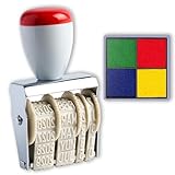 Datumsstempel, 2er Set Eierstempel mit Datumsstempel ab 2025, Stempel Datum für frische Eier, inklusive 4 Farben Stempelkissen, ideal für Bauern, Büro und Geschenke