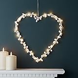 Lights4fun 20er Micro LED Pompom Herz Timer batteriebetrieben Innenbereich Muttertags Deko