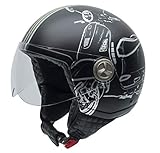 NZI Zeta Grafik Offenes Gesicht Motorradhelm, Matt B-Vespa Turia, Größe L