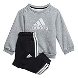 adidas Unisex Baby I Bos Logo Jog Baby set, Top:medium Grey Heather/White Bottom:black/White, 86 EU