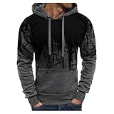 RYTEJFES Herren Hoodie Pullover mit Kapuze Kapuzenpullover für Männer Pulli Langarm Sweatshirt Beiläufig Lose Kapuzenpulli mit Känguru-Tasche Herbst Winter Sweatjacke