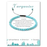 LOCCY Echtes Naturstein Armband für Damen, 4mm Verstellbare Natursteinarmband Perlenarmband Yoga Armband für Fraun Mädchen für Muttertag Geburtstag Valentinstag Weihnachten Geschenke (Türkis)