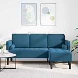 THOYTOUI L-förmiges Sofa Blau 173x131x67 cm Samt, Polstergarnitur Lounge Sofa Sofagarnitur Schlafcouch Geeignet für Büro Schlafzimmer Hotel Wohnzimmer