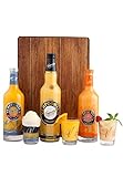 Geschenkverpackung mit VERPOORTEN ORIGINAL Eierlikör & VERPOORTEN EDITIONEN Bombardino, Pfirsich-Maracuja Eierlikör, inkl. Eierlikörgläsern