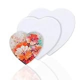 3 Stück Leinwand zum Bemalen, Herzform Leinwände in 3 Größen (10/15/20 cm), Leere Baumwoll-Leinwand, Weiß, Geeignet für Ölgemäldepigmente, Propylen und Wasserfarben