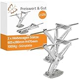 Preiswert&Gut 2x Wohnwagen Stützen Ausdrehstütze mit Stützplatte 605x280mm – Kurbelstützen für Wohnmobil & Anhänger, verzinkter Stahl, 1000kg Tragfähigkeit