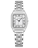 CIVO Armbanduhr Damen Silber Wasserdicht: Klein Eckig Analog Damenuhr - Edelstahl Römische Ziffern Quartz Uhr Damen - Elegant Geschenke für Frauen