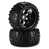 KEEDA 1/8 RC Truck Reifen und Räder, 150mm Reifen 17mm Sechskant Felgen für 1:8 Redcat Rovan HPI E-MAXX Savage Flux HSP Kyosho Hobao Arma Kraton RC Monster Auto (2 Stück)