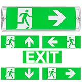 LED Fluchtwegleuchte, LED Notbeleuchtung, LED Notleuchte, Notausgangsschild inkl mit Notstromakku 3h, 5 Notausgangspiktogramm, Richtungspfeilen, Wasserdicht Notleuchte für Wandmontage