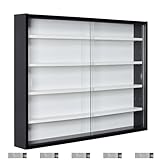 Inter Link - Sammlervitrine - Hängevitrine - Wandregal - Glasvitrine - Wandvitrine - Hängeregal - Schaukasten - MDF - Schwarz/Weiß (80x60x9.5 cm) Collecty Schwarz