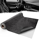 Mbsomnus Mikrofaserstoff Selbstklebend 200x40 cm Dachhimmel Stoff Selbstklebend Stretch Wildleder Optik Kunstleder Dunkelgrau Folie für Cockpit Autoinnenraum Möbel Schmuck Schublade DIY Reparatur