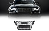 Mptuned Kühlergrill RS4 stil Grill glänzend schwarz kompatibel für Audi A4 B8 2009 2010 2011 2012