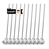 bremermann Trinkhalm-Löffel-Set 12tlg // wiederverwendbar // Edelstahl // Cocktaillöffel // 10 Löffel // 2 Reinigungsbürsten