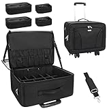 17.7" Extra Große Kosmetikkoffer Trolley - Professionelle Schminkkoffer Reise Beauty Case Tragbare Kosmetiktasche Organizer Damen Make Up Box Friseurkoffer