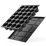 Quickpot 24er Anzuchtplatte mit Untersetzer stabiles Set mit Wasserüberlauf und Ablaufrinnen, einfaches Anzuchtsystem für Pflanzen, Blumen, Salat Gemüse Anzuchtset, Multiplatte Topfplatte Pikierplatte