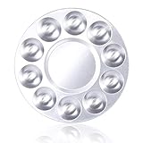 JKJF Runde Aluminium Palette 10 Wells Aquarell Palette Malpalette für DIY Art Handwerk Kunst Malerei Aquarellfarben - 2 STK
