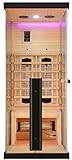 SANOTECHNIK Infrarotkabine GRENA DELUXE (für 1 Person, 80×110×190 cm) – Infrarotsauna mit 3 Voll‑Spektrumstrahlern, 6 mm ESG‑Sicherheitsglas, Bluetooth‑MP3, LED‑Farblicht & Touch‑Display, SB40080