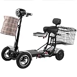 Elektro 4-Rad Rollator Elektrisches 4-Rad Elektromobil Seniorenmobil Tragfähigkeit 150Kg Leichter Reisemobilitätsroller Mit Ladegerät Und Korb Elektroroller Mit Sitz Behinderte gray,45km