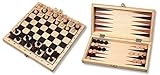 Schach, Dame, Backgammonspiel aus Holz in der Klappbox