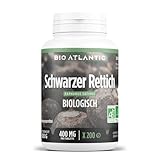 Bio Schwarzer Rettich 1200 mg pro Tag - 200 Tabletten | Premium Naturprodukt & Rein pflanzlich