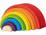 goki 58479 - Bausteine, Kleiner Regenbogen - aus hochwertigem Ahornholz - goki Evolution - 7 Teile - Bunte Farben auf Wasserbasis - Made in EU