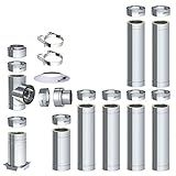 H&M DW New-Line Schornstein-Paket 7,7m Ø 150mm Edelstahl Bausatz doppelwandig 25mm Isolierung 0,5mm Wandstärke Design Aussen-Kamin Set Holz-Ofen Kamin-Einsatz