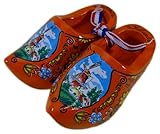 2er Set Deko Holland Clogs Windmühle 10 x 5 x 5 cm Blumen Holz Klumpen Figur Deko Halle GMTX 5506