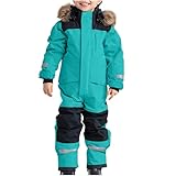 Skianzüge Klassisch Einteilige Schneeanzug Kinder Unisex Schneeoverall Winddicht Wasserdicht Skioverall mit Kantenschutz KinderOverall Thermo Outdoor Bergsteigen Funktionsanzug (Himmelblau, 140)
