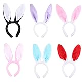 Formemory 6Pcs Plüsch Hase Ohren Haarbänder Stirnband Hasenohren,Bunny Plüsch Haarreifen,Easter Halloween Adult Children Hairband Rabbit Ear,Mottoparty Karneval Kostüm Zubehör (Hase)
