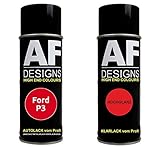 Autolack Spraydose Set für Ford P3 Radiant Red Basislack Klarlack Sprühdose 400ml