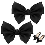 2 Stück dekorative Schuhclips, Schleifen-Schuh-Clips abnehmbare Satin-Schleifen-Schuh-Clips einfarbige Schuh-Clips elegante Hochzeit Party Schuhschnalle Zubehör für Frauen und Mädchen (schwarz)
