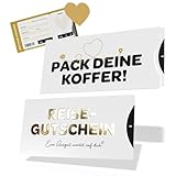 Creatastic - Reisegutschein Geschenk Verpackung, Hülle mit lustigem Spruch, Karte mit Golddruck und Rubbelaufkleber, Gutschein Reise, Flugticket Geschenk, Geburtstagskarte Freundin