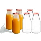 mikken 6 x Glasflasche 500 ml, Flasche mit Schraubverschluss inkl. Trichter