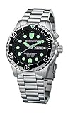 PRECISION INSTRUMENTS RIEDENSCHILD ORIGINAL Taucheruhr 100ATM, Stahl- und Silikonarmband - Miyota 2S60 Uhrwerk - Silber/schwarz