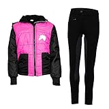 MS-Trachten Kinder Reitset Reithose schwarz mit Reitjacke Mia pink gesteppt Fleecefutter (134/140)