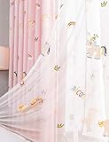 Lactraum Vorhänge Kinderzimmer Mädchen Prinzessin Bestickt Einhorn Regenbogen Wolke Krone Voile Mit Ösen 100 x 245 cm
