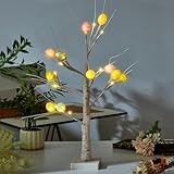 Bseical Osterdeko, 60cm Baum Deko, Led Osterbaum, Dekobaum mit 24 Warmweiß LEDs Ostereier, Batteriebetrieben Leuchtbaum, Verstellbare äSte Innen Birkenbaum FüR Innendekoration Ostern Festival Party