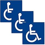 3 x Behinderten Aufkleber für Dein Auto - 10x10cm Rollstuhl - Hochglanzlack Rollstuhlfahrer Autoaufkleber - UV-Schutz - Innen und Außen - Geschlitzte Rückseite - Außenklebend