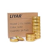 TMO 60 ml Metalldosen aus Aluminium, runde Blechdosen, leere Salbengläser mit Schraubverschluss, für Gewürze, Bonbons, Tee oder Geschenk, Gold (14 Stück)