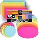 OfficeTree 750x Moderationskarten Set - 6 Farben - Rund, Oval & Rechteckig - Metaplankarten - Präsentationskarten - Moderationsset als Seminar Zubehör für Moderationskoffer Präsentation und Vortrag