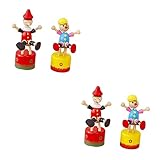Totority Schaukel 4 Stück Holz-Clown-Ornament Auto-Spielzeug Für Clown-Figuren Fingerpuppen Push-Up-Spielzeug Halloween-Dekoration Esszimmertisch-Dekoration Kinderschaukeln Spielzeug