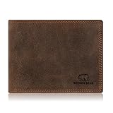 BROWN BEAR Geldbörse Herren Leder mit Münzfach groß | Vintage Braun | RFID-Schutz | Echtleder Portemonnaie | Business Geldbeutel | BB Design 8005-D HBR