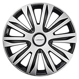 MICHELIN Radkappe MX-ABS 15 Zoll Universal Radzierblende 4er Set Fürs Auto ABS Kunststoff | Schwarz/Silber