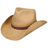 Stetson Fair Oaks Western Strohhut - Naturfarbener Hut - Raffiahut mit Ledergarniturband - Sommerhut - Damen und Herren - Frühjahr/Sommer Natur XL (60-61 cm)
