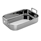 Le Creuset 3-ply Bratreine, 35 x 25 x 7 cm, Rostfreier Edelstahl, Rechteckig, Für alle Herdarten inkl. Induktion geeignet, Mit senkrechten Griffen, Silber