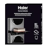 Haier Premium Universal Zwischenbaurahmen für Waschmaschinen und Trockner, platzsparend, mit schwarzem Anti-Kipp Ausziehboden, perfekt für schwarze Haier Waschmaschinen und Trockner